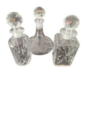 Rare Vintage Royal Gallery 24% Lead Crystal Decanter Set - 3 Pieces
